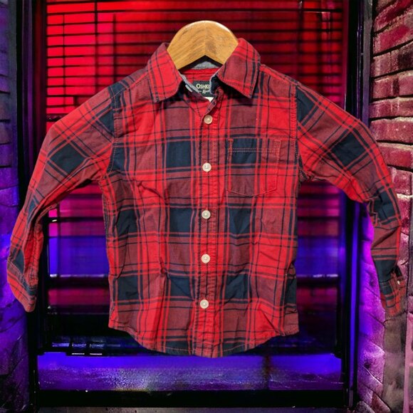 OshKosh B'gosh Plaid Button Up Long Sleeve Shirt, 3T - Picture 1 of 4